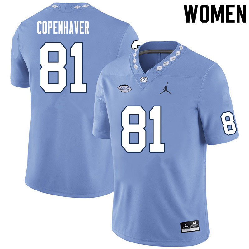 Women #81 John Copenhaver North Carolina Tar Heels College Football Jerseys Sale-Carolina Blue